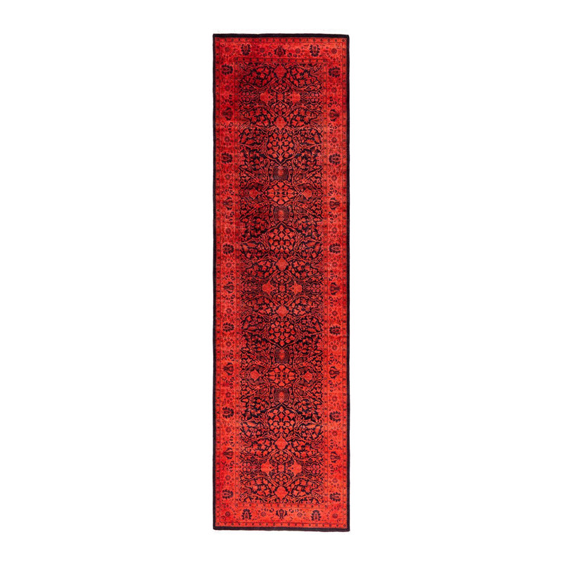 Tapis de couloir surdimensionné rouge / noir 3 pi x 11 pi 1 po One-of-a-Kind