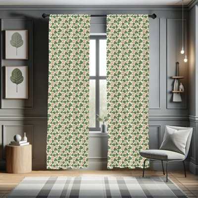 Vine Floral Semi-Sheer Rod Pocket Curtain Panels