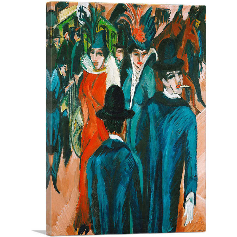 «Berlin Street Scene 1913» par Ernst Ludwig Kirchner, reproduction d'art sur toile tendue, H 18 po x l 12 po x 1,5 po
