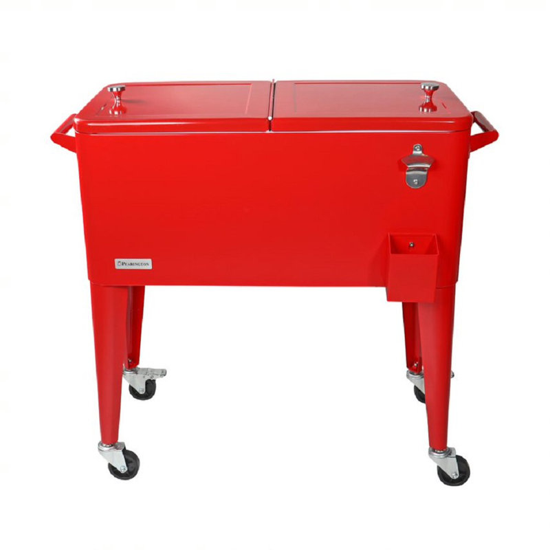 Glacière à roulettes 80 qt., Rouge