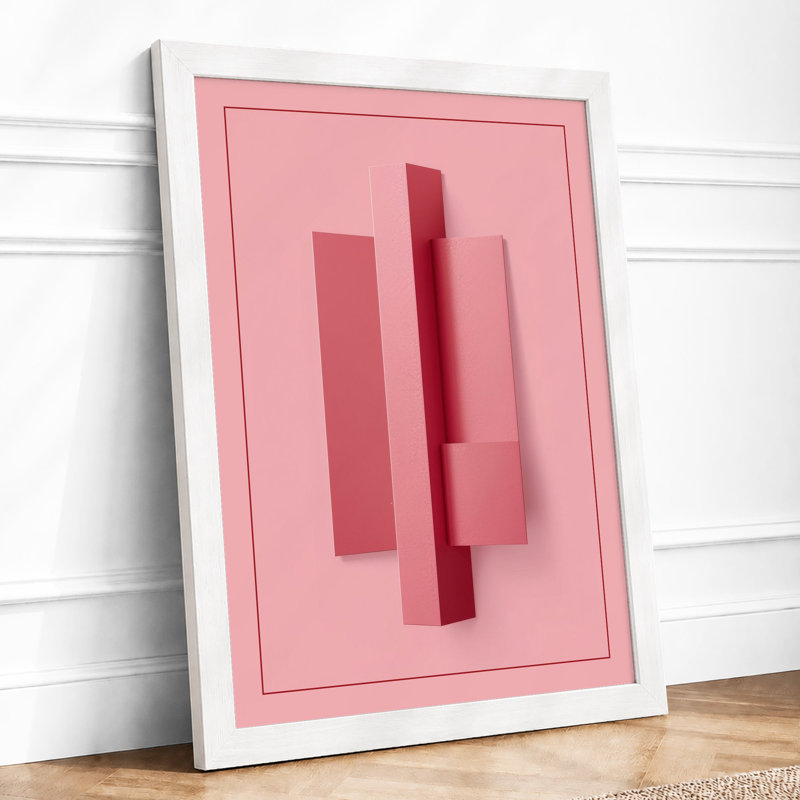Stacked Forms In Rose Geometric - Print, A3 - 42.0 x 29.7 cm, White