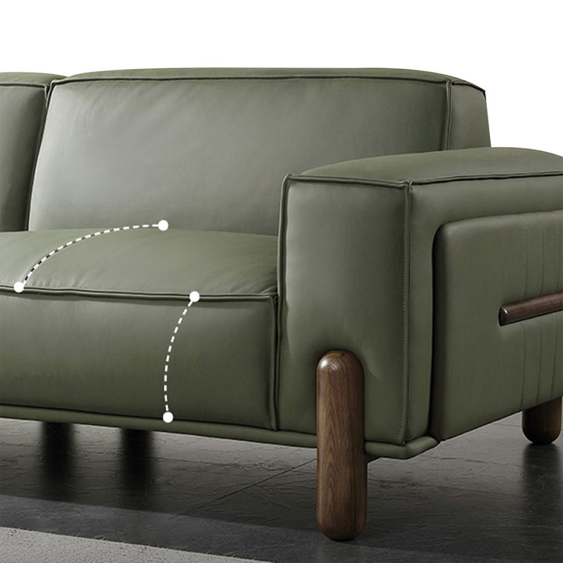 Coussin modulaire en cuir véritable, H 37,01 po x l 98,03 po x P 29,13 po, 3, Vert olive