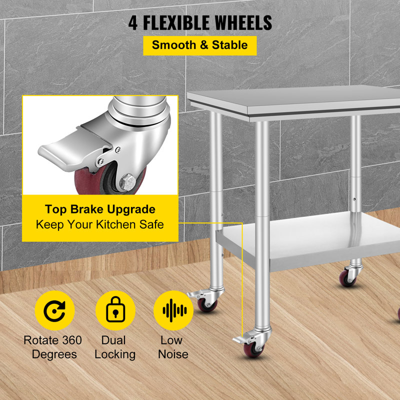 VEVOR No Style Steel Adjustable Work Table, 31.5" H x 30" L x 24" W