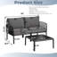 Ensemble de causeuse et table basse d'extérieur en plastique 2 pièces avec coussins épais-1623419186-1623419185