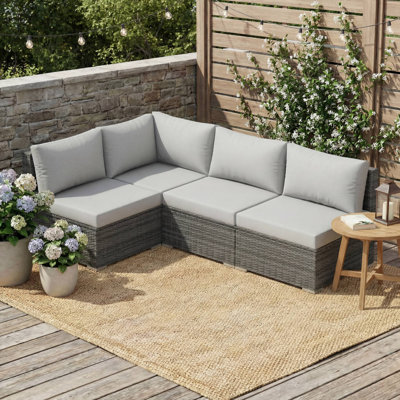 3-person Patio Conversation Sofa Set With Cushion