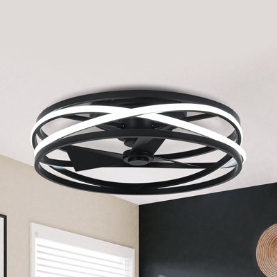 19.7" Flush Mount Caged Ceiling Fan With LED Lights And Remote Control