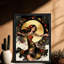 Reproduction d'art encadrée noire rétro japonaise, geisha-533776943