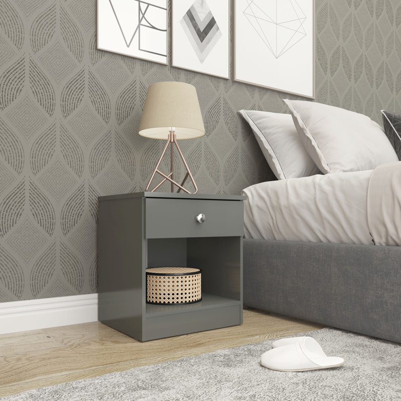 Sydnea 1 Drawer Bedside , Gray