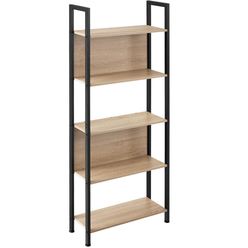Arleta 165.5cm H x 62cm W Metal Etagere Bookcase, Beige/Black