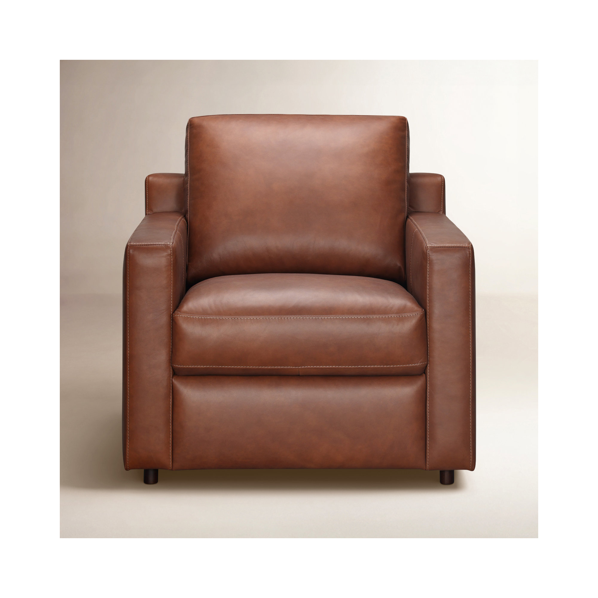 Belgrade Top Grain Genuine Leather Club Chair, Vintage Brown Top Grain Genuine Leather