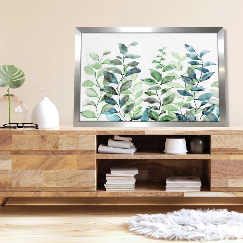 Cascade par Nan - Peinture, L 27,5 po x H 21,5 po, Encadrement argenté