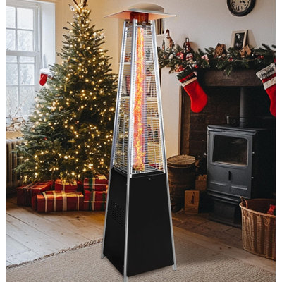 Outdoor Patio Heater with 48,000 BTU - Detachable Wheels for Easy Mobility | Waterproof Protective Cover for All-Weather Protection | Suitable for Commercial & Residential Outdoor Areas