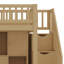 Lit mezzanine simple en bois avec bureau intégré, DEL, tablettes de rangement, armoires et escalier, structure de lit mezzanine peu encombrante-371073415