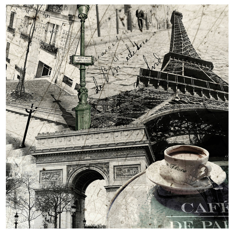 Paris by GraphINC - Print on Canvas, No Frame, 45.72 cm H x 45.72 cm W x 1.91 cm D