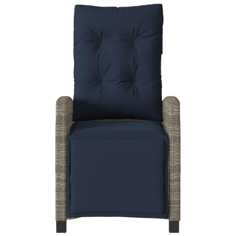 vidaXL Reclining Garden Chairs 2 pcs with Footrest Grey Poly Rattan