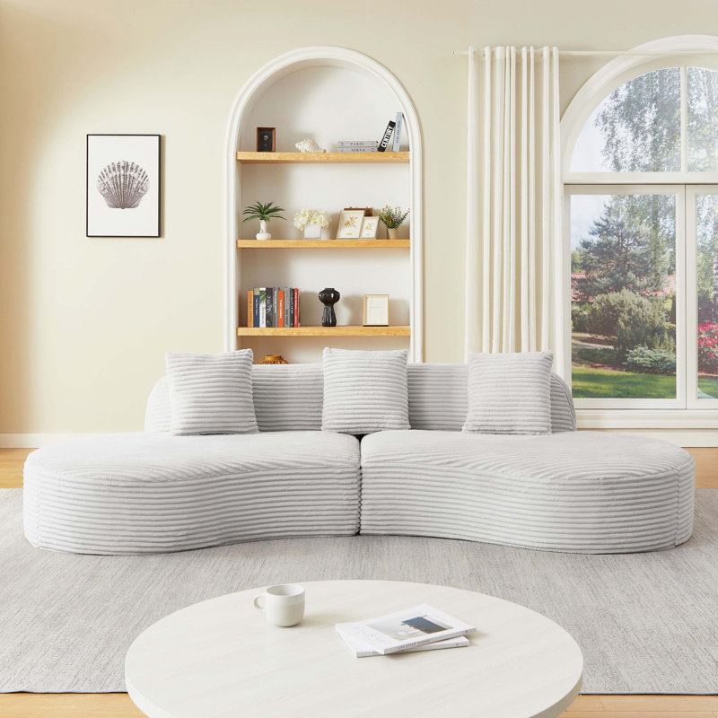 Canapé modulaire surdimensionné rembourré en velours côtelé avec coussins décoratifs Modern, LIGHT GREY