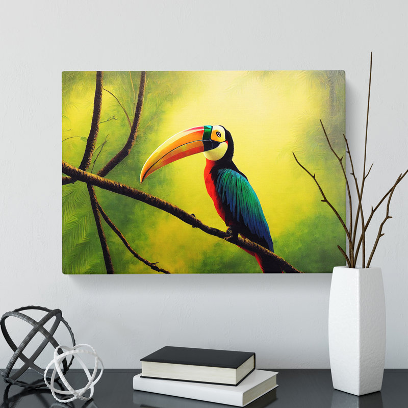 Attractive Toucan Bird - Wrapped Canvas Painting, 35cm H x 50cm W x 3cm D