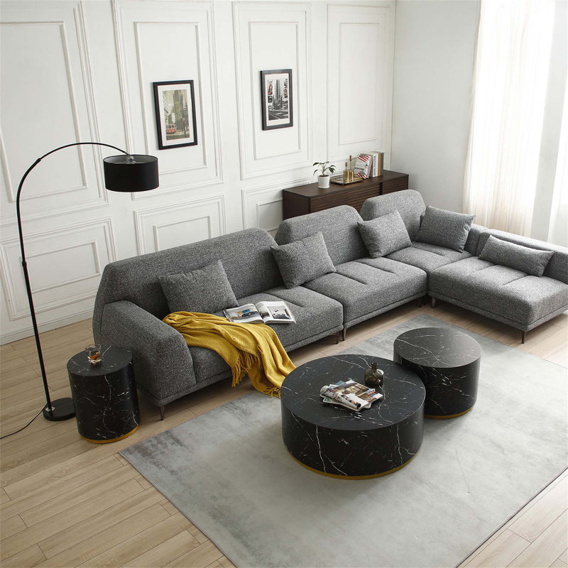 Dawsen Coffee Table,cocktail table,living room table with Metal Base, 15.75" H x 23.62" L x 23.62" W, Black