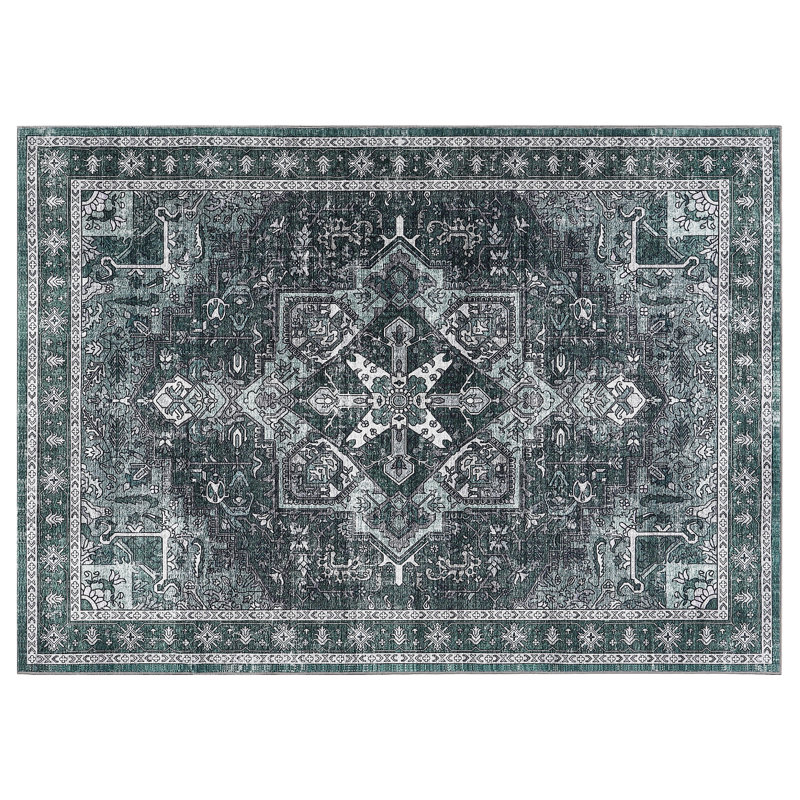 Living Room Machine Washable Non Slip Low Pile Lightweight Chenille Print Rug Vintage Retro Rugs for Bedroom Dining Room Home Office