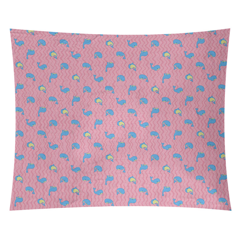 Tapisserie katelyn elizabeth baleines Kitterman, H 91 po x l 107,5 po, Bleu / rose, Intérieur