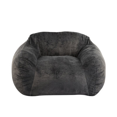 Gray Faux Fur Bean Bag Chair, Shredded Foam For Supportive Seating In Different Use Cases, And Cruelty - Indoor Chair Gaming, Memory Consistent Support Small Living Areas