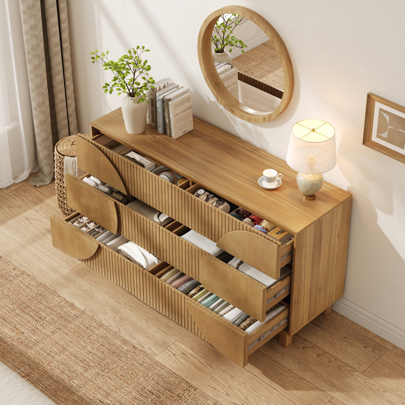 Commode cannelée 6 tiroirs Modern, Brun