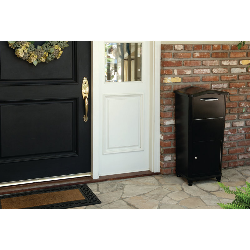 Elephantrunk Parcel Drop Box 2 Door Front Load Vertical Package Drop, Black