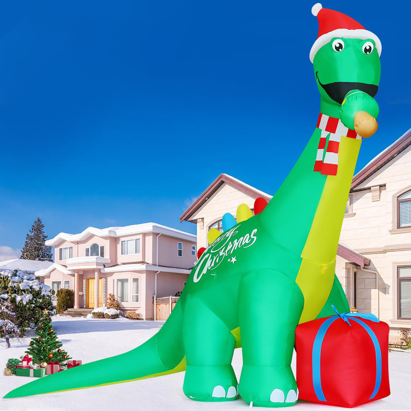 Christmas Inflatables 11.8 FT Christmas Dinosaur Inflatable Eating Xmas Tree with Built-in LEDs