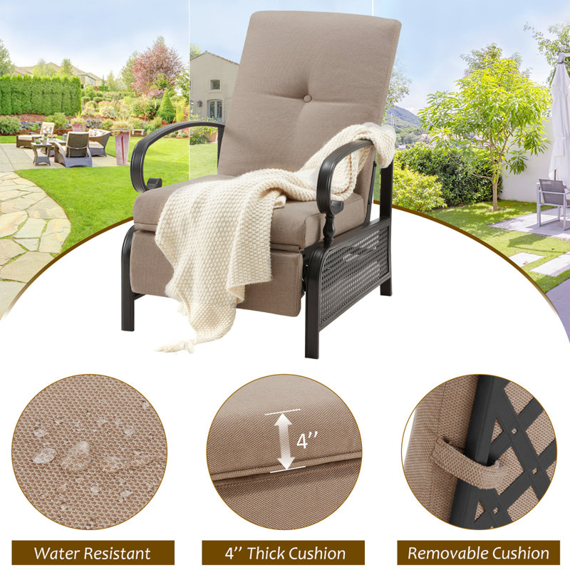 Lausanne Recliner Patio Chair with Cushions, Brown