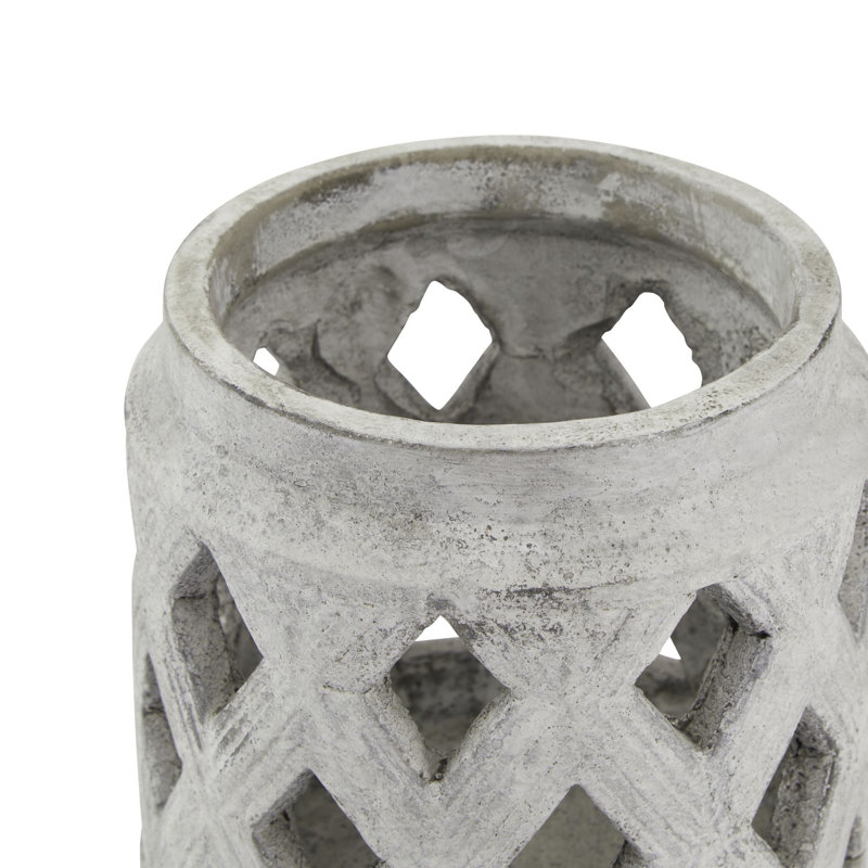 Ceramic Tabletop Lantern, 15cm H x 15cm W x 15cm D, White