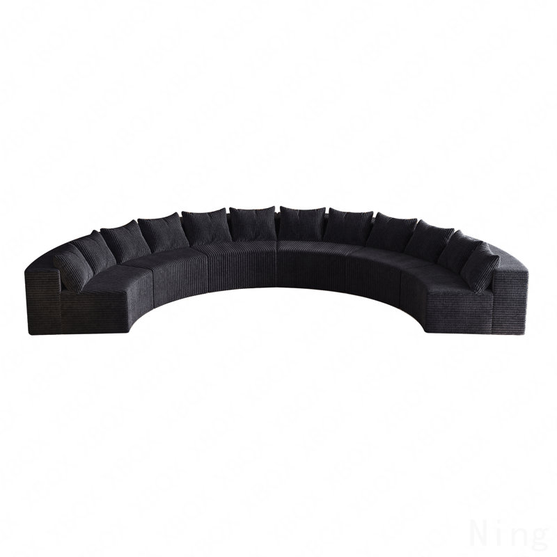 Canapé incurvé Boneless, H 30,5 po x l 181 po x P 36 po, 6, Noir