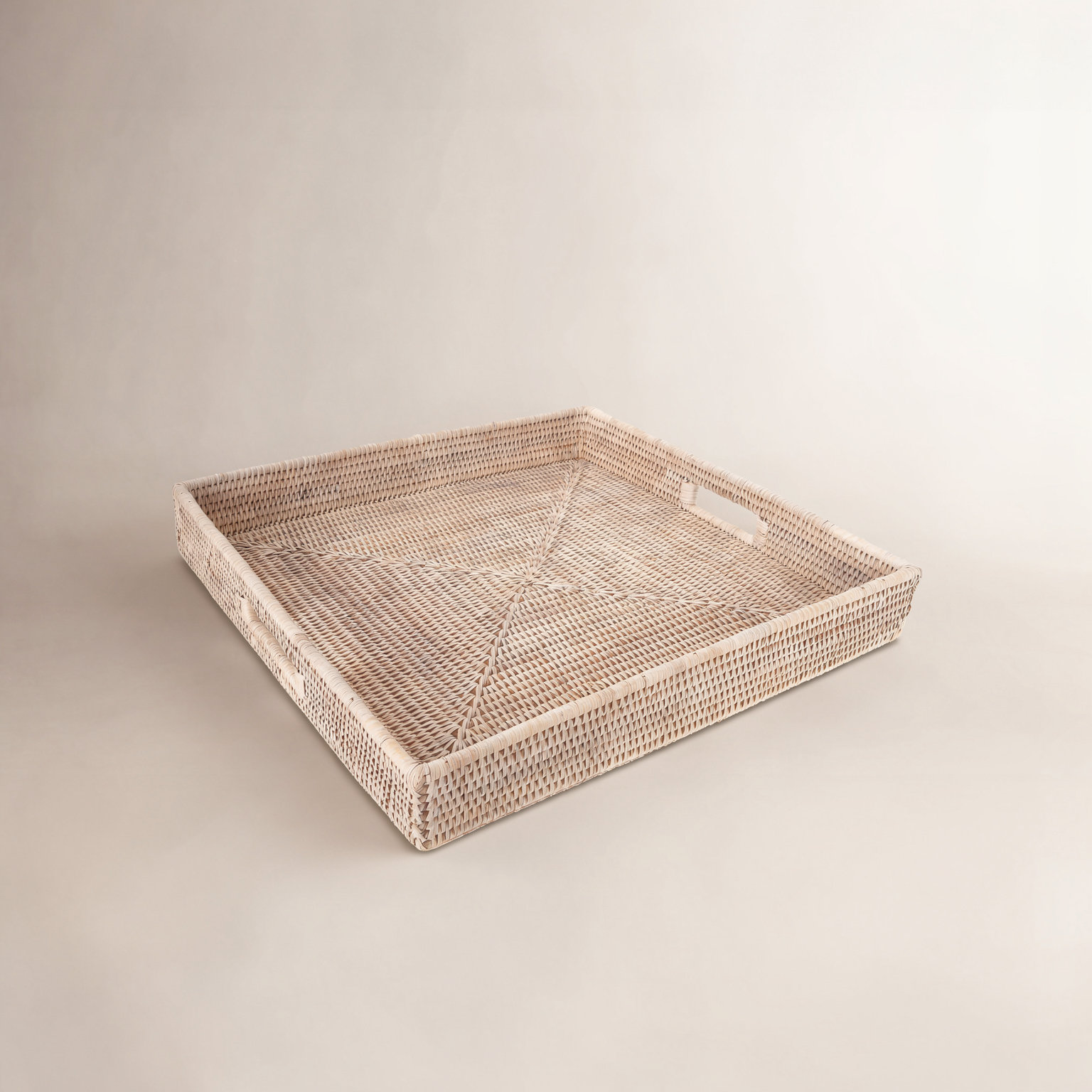 Edmond Decorative Tray, White Wash, 3" H x 16" W x 16" D