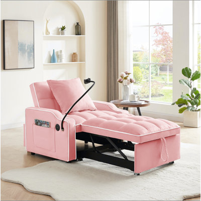Canapé-lit, canapé-lit convertible 3 en 1 avec dossier réglable, support pour téléphone et port USB, type C, fauteuil inclinable réglable, fauteuil pour salon, chambre à coucher, petit espace