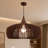 Mid-Century Modern Walnut Pendant Light with Open Slat Shade
