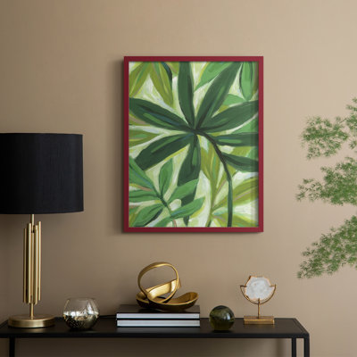 «Tropical Island Leaves I», reproduction encadrée - bois massif