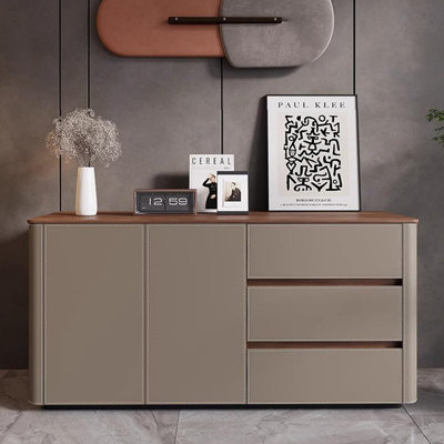 Simple saddle leather locker against the wall