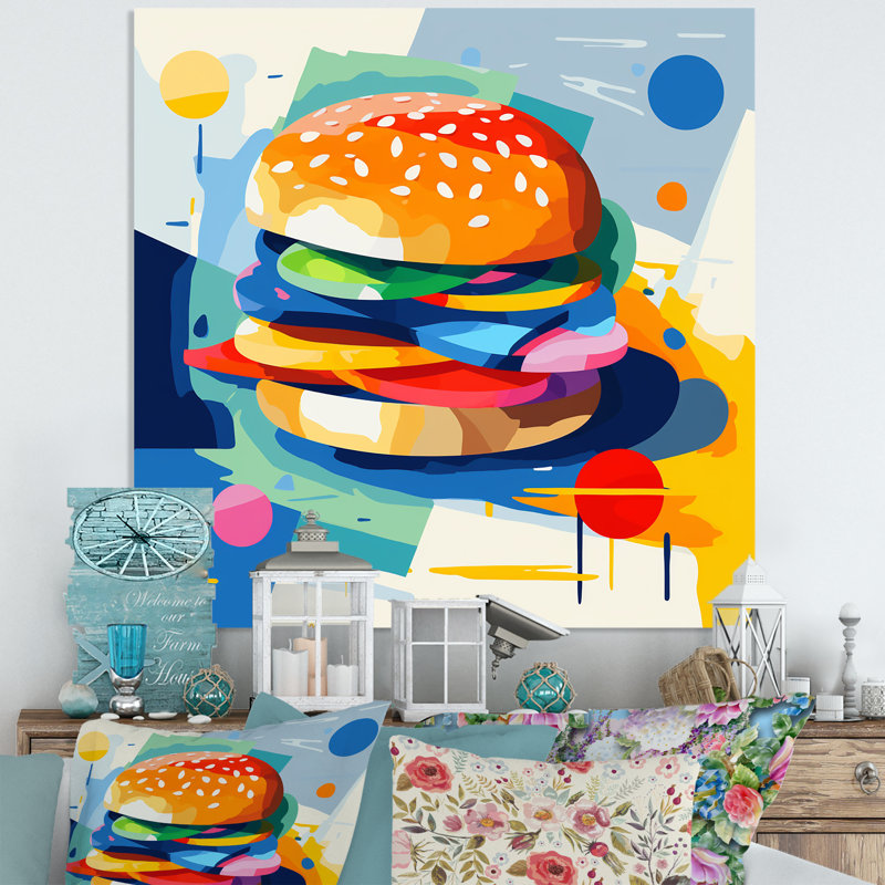 Pop Art Hamburger Brilliance VII - Art mural en métal, H 29 po x l 29 po x P 1,5 po