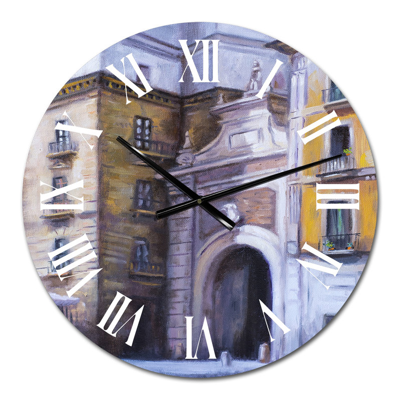 Architectural Arc in Italian City - Colonial Wall Clock, Small