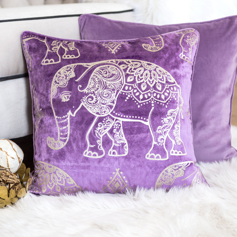 Velvet Reversible Throw Pillow, Purple