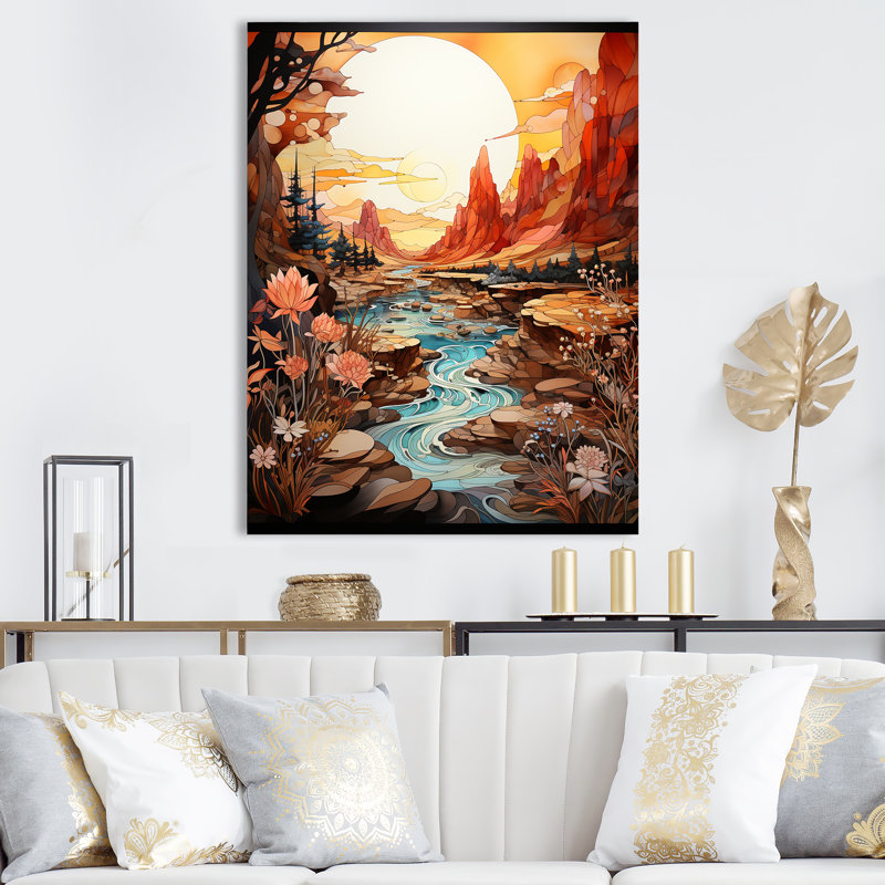 Paysage amérindien Navajo II, Toile tendue, H 20 po x l 12 po x P 1 po