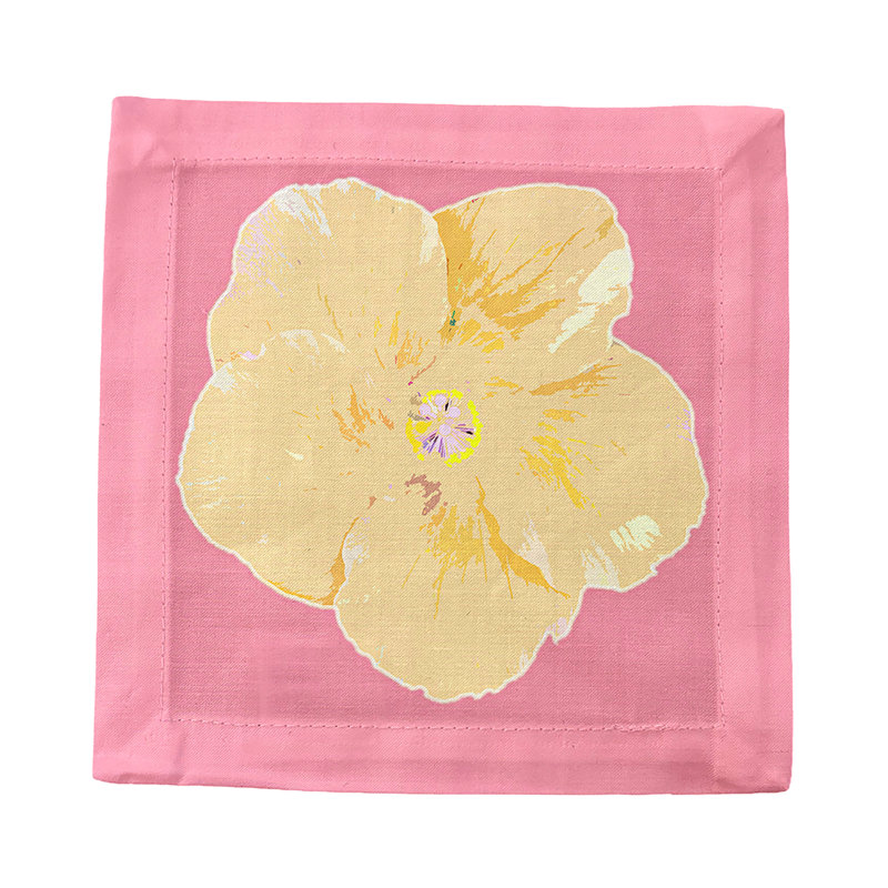 Hibiscus Cotton Sateen Cocktail Napkins, Pink