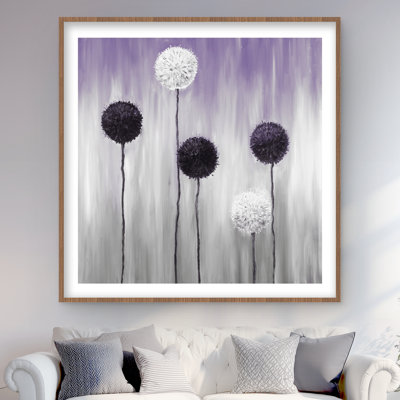 Purple and White Allium Flowers - Framed Botanical Print