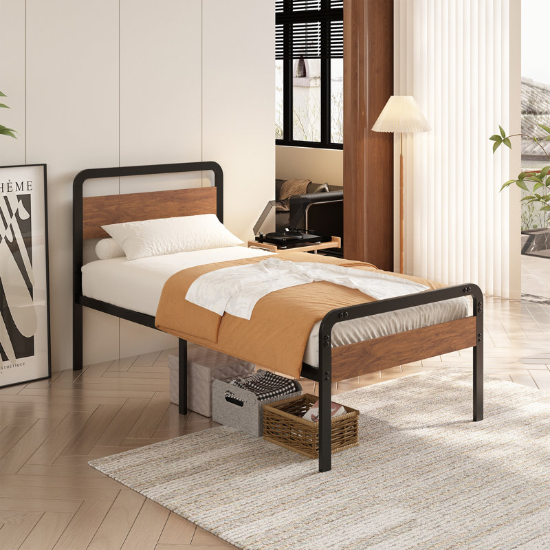16 Inch Bed Frame with Wood Headboard and Footboard, Twin XL