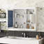 Armoire de salle de bain murale 32 po avec miroir, armoire à pharmacie murale avec 3 tablettes, armoire de rangement avec porte à miroir, blanc