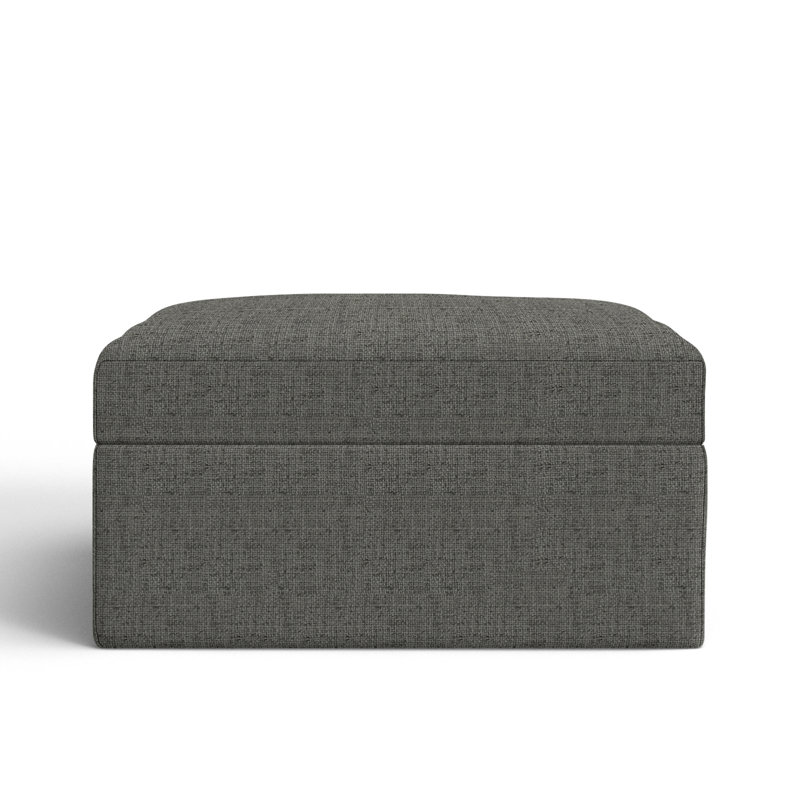 Hartig Upholstered Ottoman, Zuma Charcoal Textured Linen