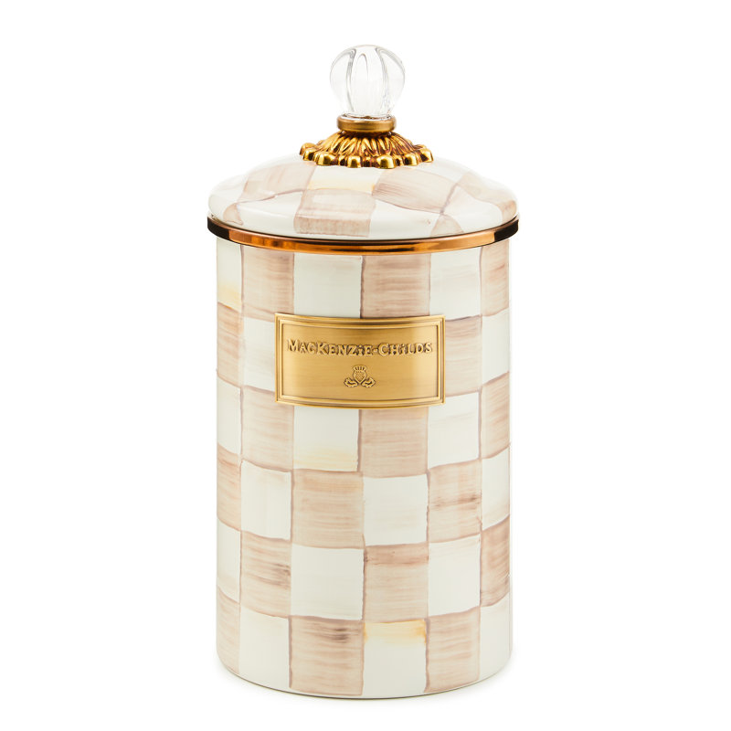 Mocha Check Canister, 64 fl.oz.