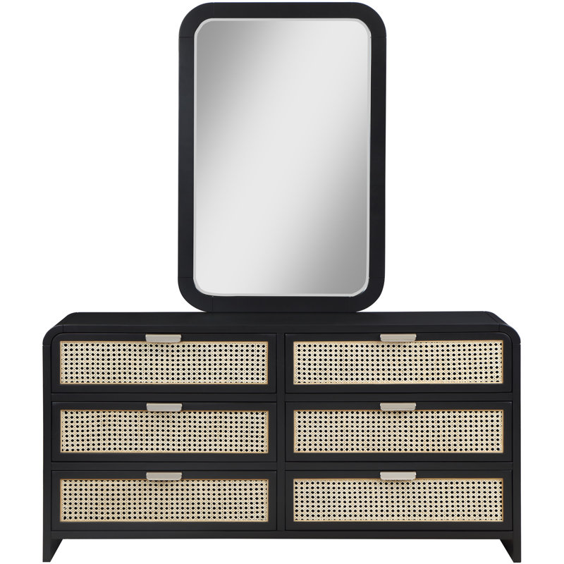 Miroir d'appoint biseauté Sage, Noir