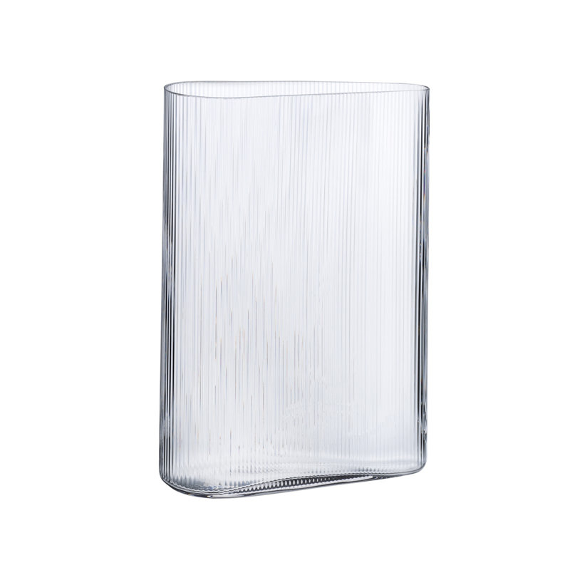 Clear Corrugated Glass Vase for Bouquets and Decor