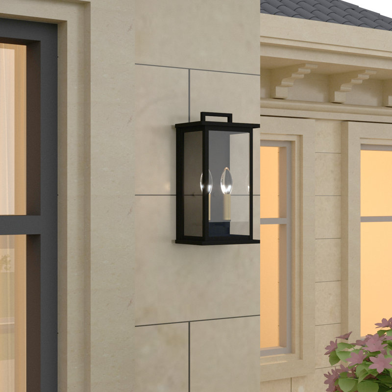  Lanterne murale d'extérieur en verre à 2 lumières H 14 po avec crépuscule à l'aube