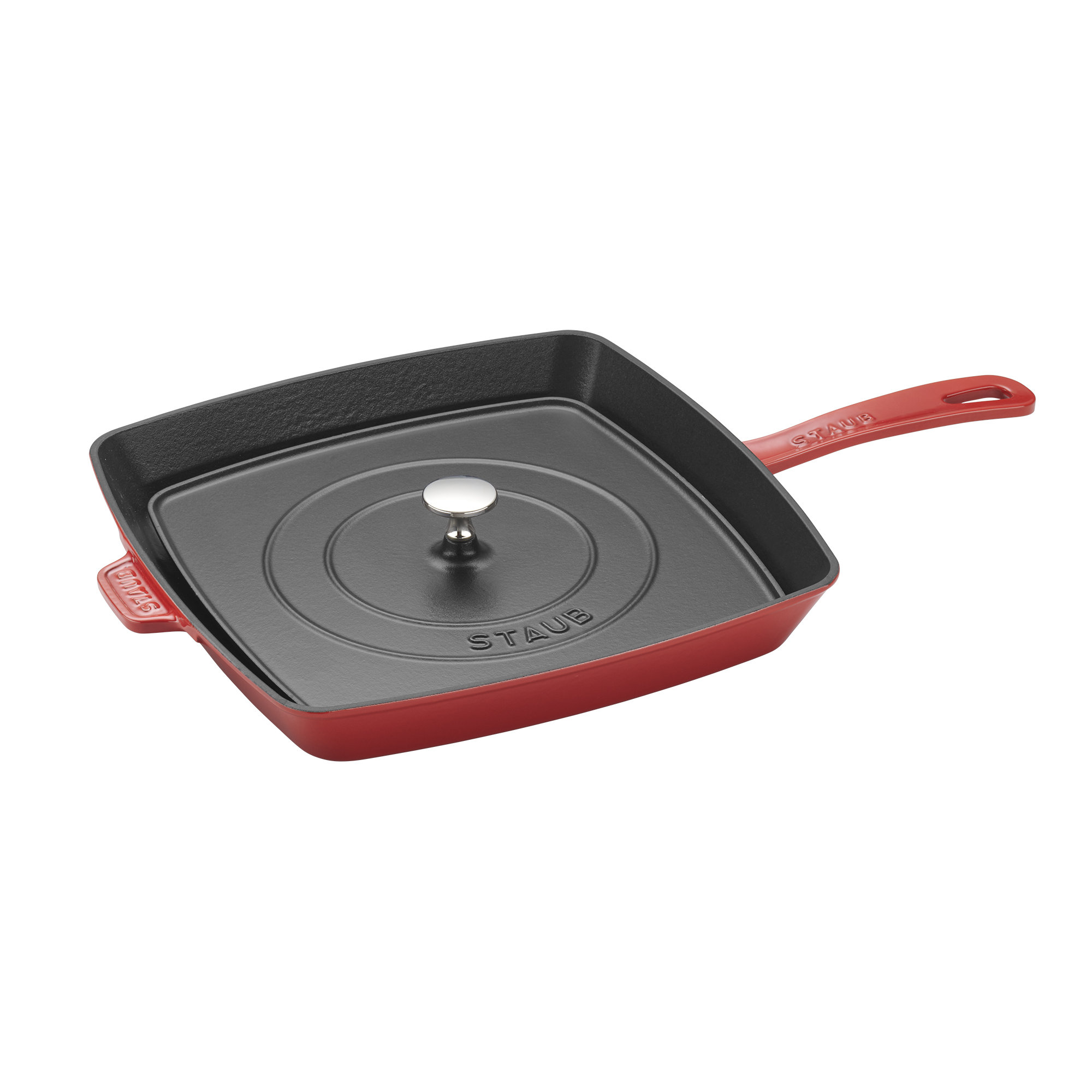 Staub Cast Iron Square Grill Pan, Cherry